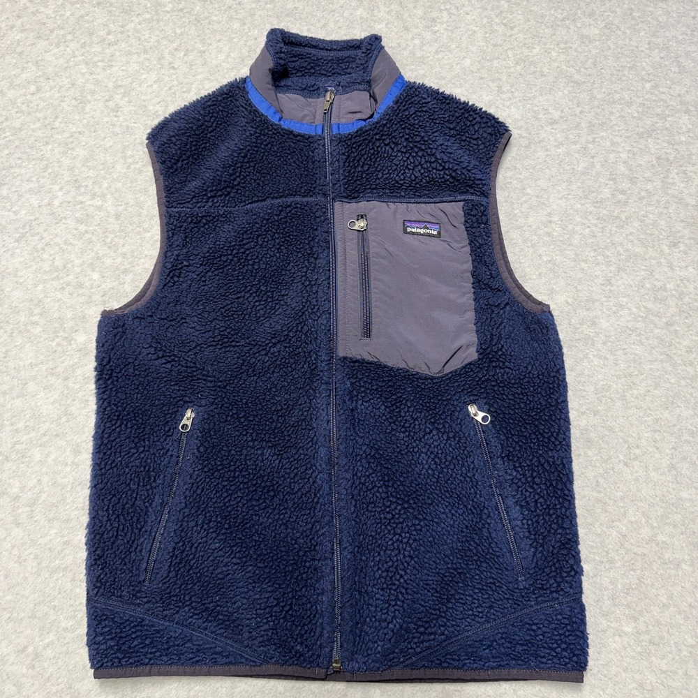 Patagonia Retro-X Vest Mens Small Blue Fleece Full Zip Sherpa Outdoor Hiking